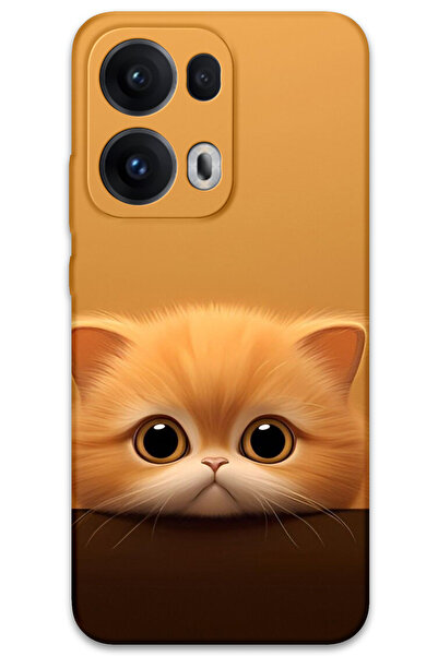 MRCİLETİSİM غطاء خلفي لهاتف اوبو رينو 13 برو 5G بنمط HD مطبوع - قطة صفراء