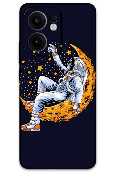 MRCİLETİSİM غطاء خلفي لهاتف اوبو رينو 13F 5G بنمط HD مطبوع - رائد الفضاء والقمر