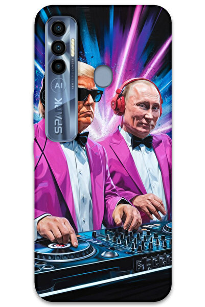 MRCİLETİSİM غطاء خلفي لهاتف Tecno Spark 7 Pro بنمط HD مطبوع - دي جي ترامب بوتين