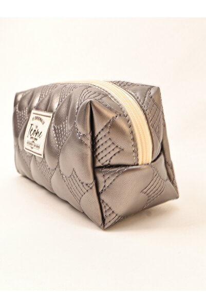 ICONE BAG Heart Quilted Embroidered Metallic Colored Makeup Bag