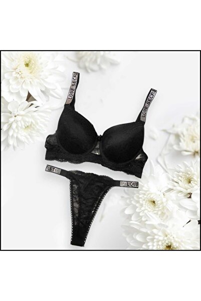love secret Dantelli Taşlı Mikro Dolgulu Sütyen Takımı