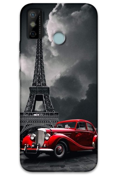 MRCİLETİSİM غطاء خلفي لهاتف Tecno Spark 6 Go بنمط HD مطبوع - Cool Eiffel