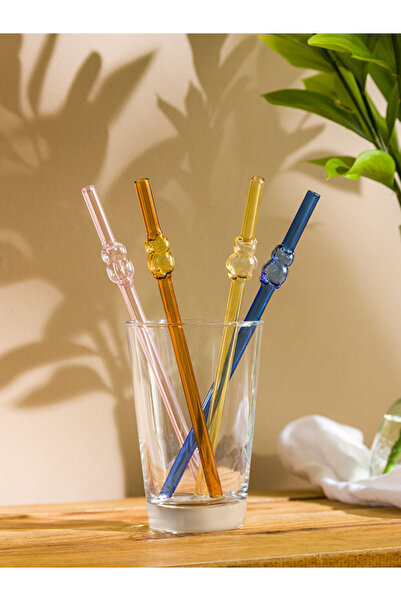 LC Waikiki Sparkling Choices from Shining Store |   Patterned Glass Straw Set of 4