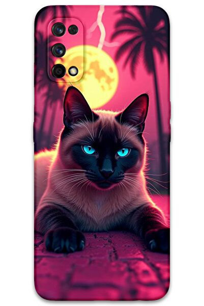 MRCİLETİSİM غطاء خلفي لهاتف Realme 7 Pro بنمط HD مطبوع - Gergin Cat