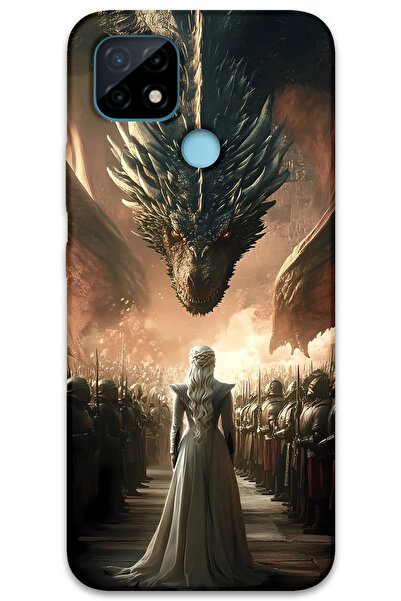 MRCİLETİSİM غطاء خلفي لهاتف Realme C21 بنمط HD مطبوع - التنانين