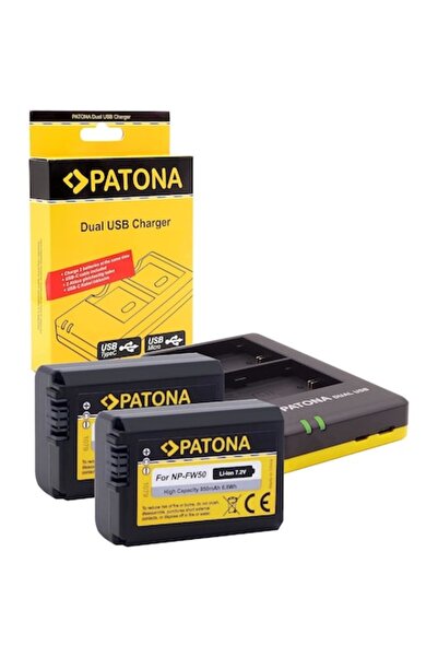 Patona Pachet încărcător dual USB cu 2 baterii pentru Sony NP-FW50