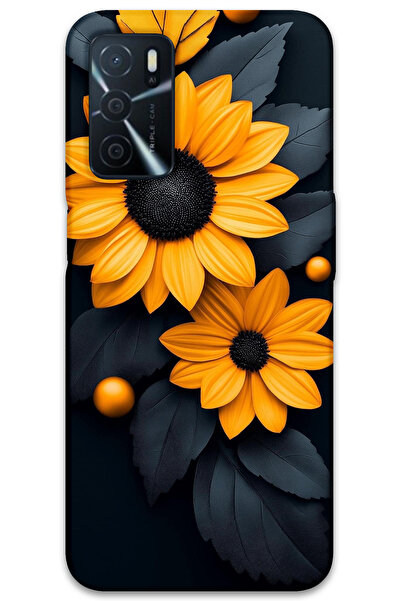 MRCİLETİSİM غطاء خلفي لهاتف اوبو A55 بنمط HD مطبوع - زهرة سوداء