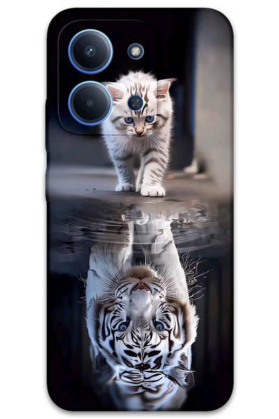 MRCİLETİSİM غطاء خلفي لهاتف Xiaomi Redmi 15C 5G بنمط HD مطبوع - انعكاس القطط