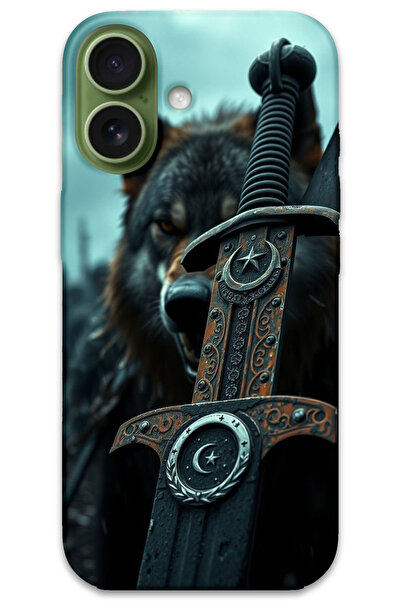 MRCİLETİSİM غطاء خلفي لهاتف iPhone 17 متوافق مع نمط HD مطبوع - سيف نجمة القمر