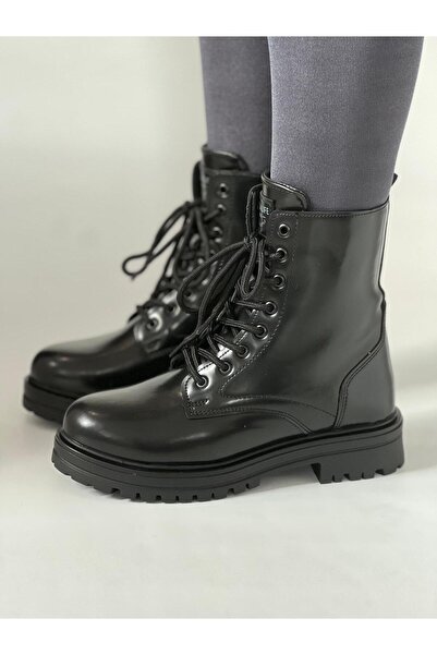 FUGALİFE Parlak Siyah Su Geçirmez Bilek Kadın Bot ( KAYMAZ ,TERMOLİGHT TABAN )