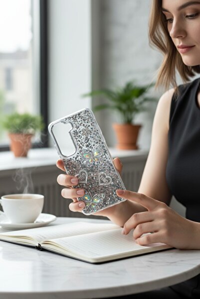 batuteknoloji Infinix Hot 50 Pro Plus Kelebek ve Kalp Kabartmalı Simli Taşlı ...