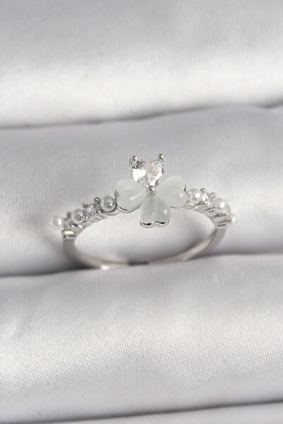 shopwave النحاس الفضة اللون الزركون حجر البرسيم نموذج اللؤلؤ التفاصيل حلقة قابلة للتعديل