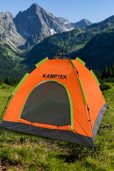 kamptek kamp teknolojisi Kamp Doğa Deprem Çadırı Otomatik Kurulum Tek Katmanlı 4 Kişilik Çadır Turuncu