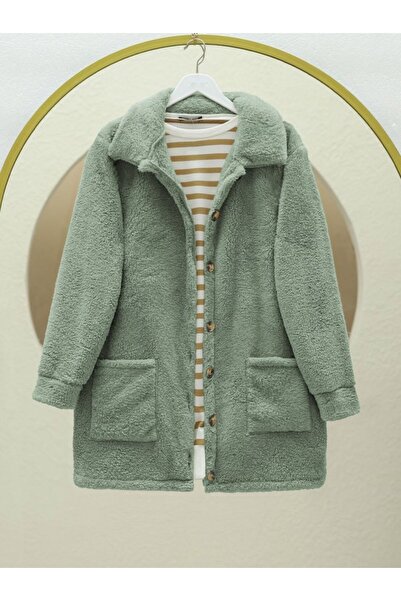 COjans Boydan Düğmeli Cepli Pelüş Ceket -Mint