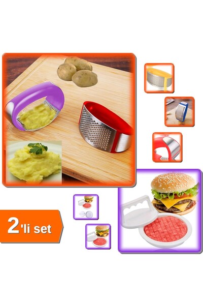 HerEveOyuncak Pratik Patates Püresi Yapma Aleti + Hamburger Yapma Aparatı - 2...