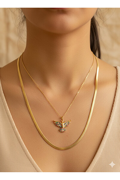 Jewerly قلادة نسائية إيطالية ملونة على شكل طائر الفينيق مصنوعة من الفولاذ