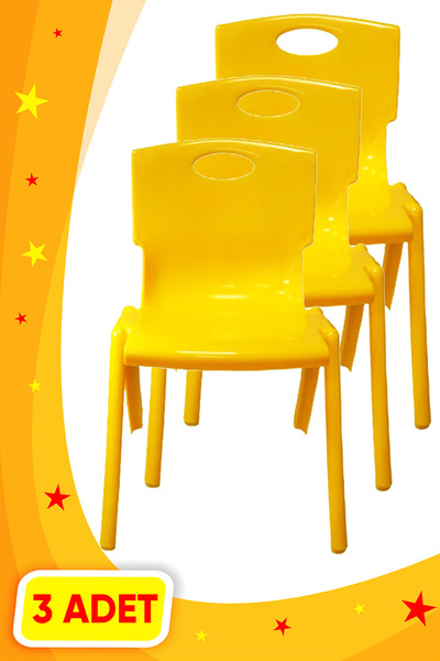 3K Anaokulu Kreş Çocuk Sandalyesi Renkli 1.Kalite Kırılmaz Plastik 3 (Üç) Adet