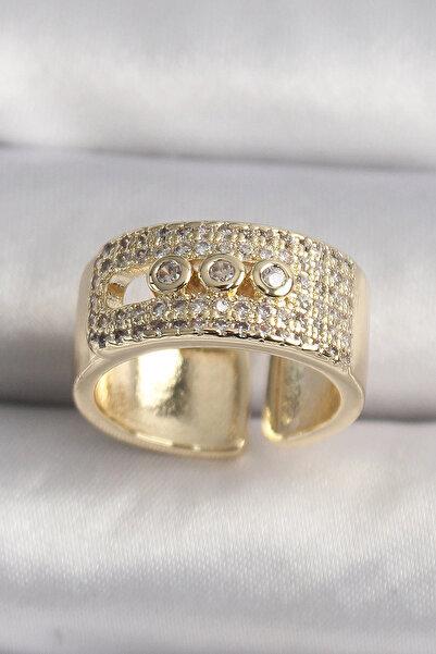 shopwave النحاس الذهب اللون الزركون حجر ميسيكا نموذج خاتم المرأة قابل للتعديل