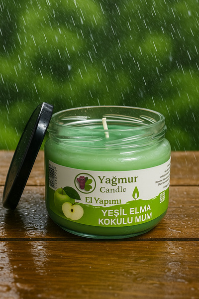 VALENZA STORE Yeşil Elma Kokulu Kavonoz Mum