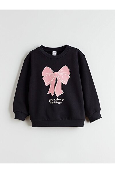 LC Waikiki Lcw Kids Bow Printed Girls' Thick Sweatshirt