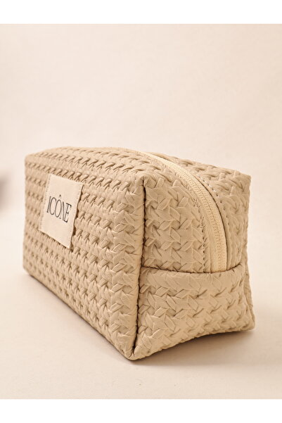 ICONE BAG Textured Faux Leather Makeup Bag Pen Holder