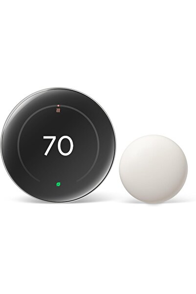 Google Nest Learning Thermostat (4th Gen, 2024) with Nest Temperature Sensor - Polished Silver
