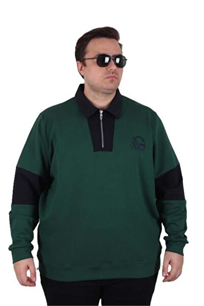 Starbattal Large Size Polo Neck Zippered Sweat Double Face 25709 Nefti