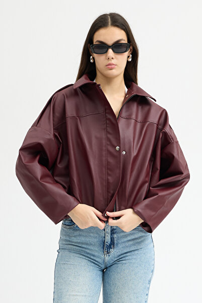 Jaglion Zr Bomber Oversized Leather Jacket