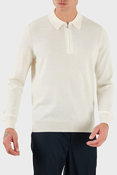 GRAN SASSO 100% Wool Regular Fit Half Zip Polo Neck Sweater Men's Polo Neck Sweater 55125 14290 0