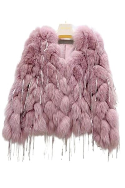 OEM Fox fur coat, pink, XL