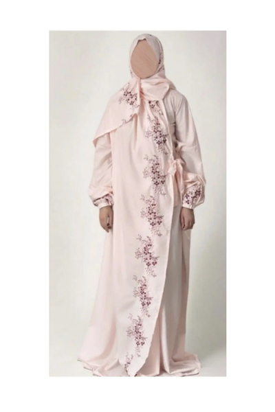 ELEGANT G Very luxurious embroidered prayer shawl (mard) with attached scarf, wide and comfortable