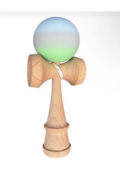 Gold Vitray Kendama din lemn, 18cm, model gravat, bila multicolor, vopsea cau...