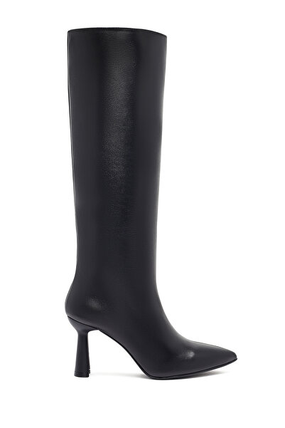 Derimod Women's Black Heeled Leather Boots 25Wfd132118