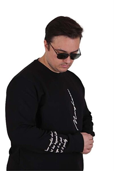 Starbattal Large Size Crew Neck Sweat Double Face 25707 Black