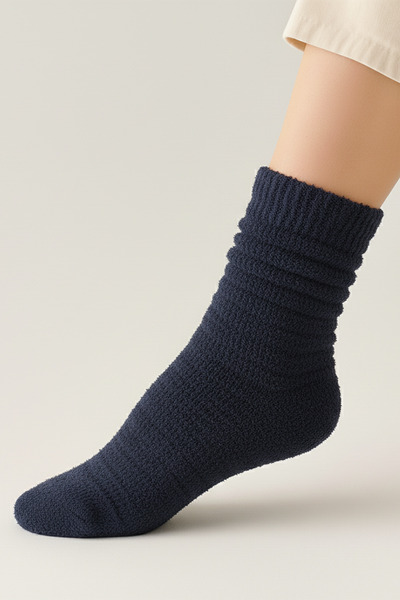 HRN Textile Winter 6-Piece Women's Striped Embossed Reverse Towel Long Socks Set