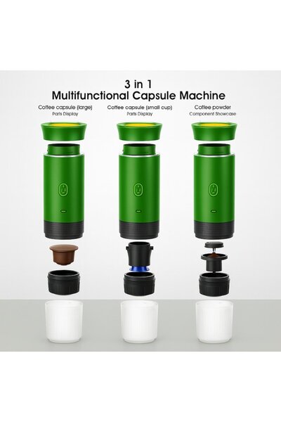 Vest Portable Espresso Machine, 15 Bar, 7500 mAh, Green, Automatic Heating