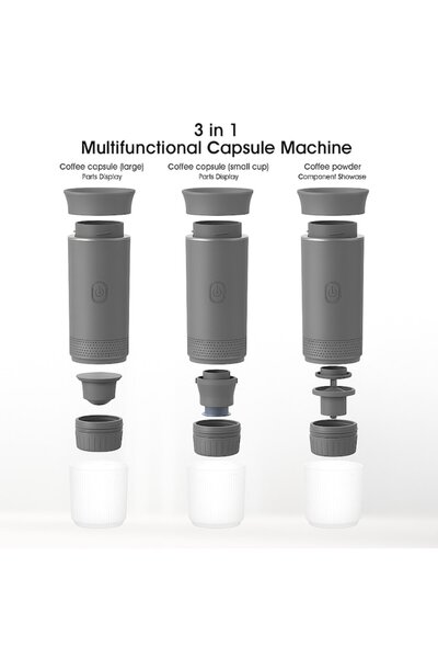 Vest Portable Espresso Machine, 15 Bar, 7500mAh, gray, automatic heating