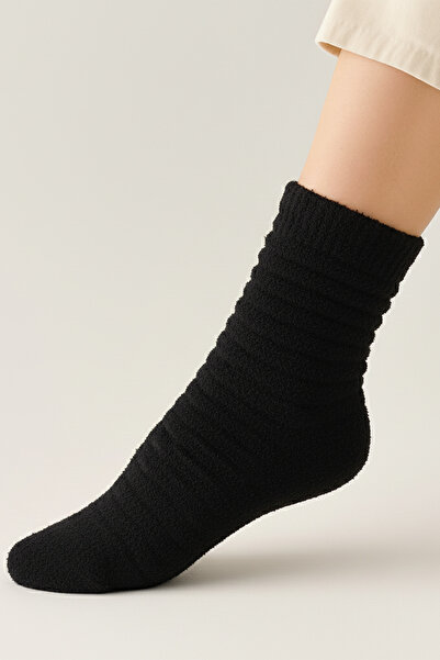 HRN Textile Winter 12-Piece Women's Striped Embossed Reverse Towel Long Socks Set