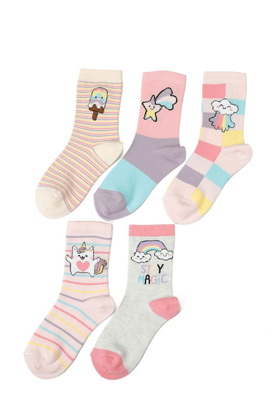 Polaris CATY 5 LI SKT-G 5PR Pembe Kız Çocuk Soket Çorap