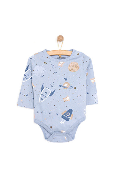 ebebek Hello Baby HelloBaby Erkek Bebek Body Uzay Desenli Uzun Kol Mavi
