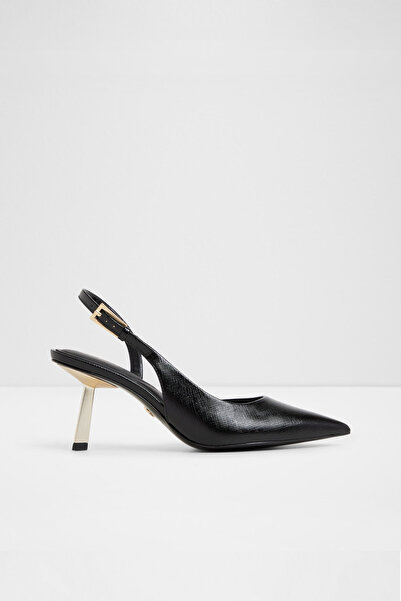 Aldo Jeanny - Women's Black Thin Heeled Buckle Open Back Shoes