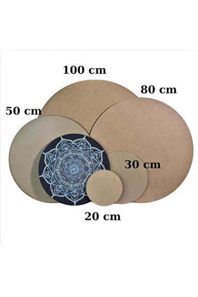Mandalart Fabric Yuvarlak Ahşap Zemin, 30 cm, 5 adet, 3 mm Mdf, Pürüzsüz, Dai...