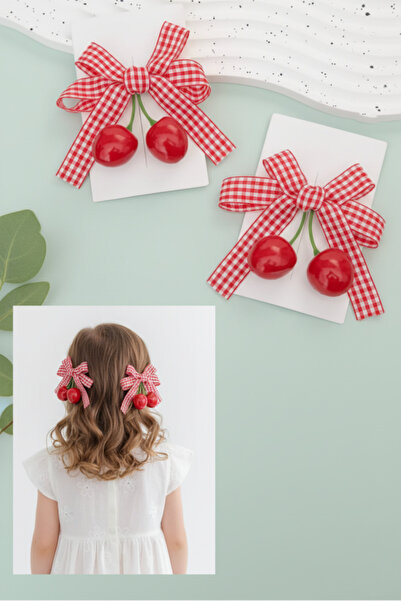 BATU GİYİM 2-Pack Lily Girl's and Baby Girl's Cherry Hair Clip