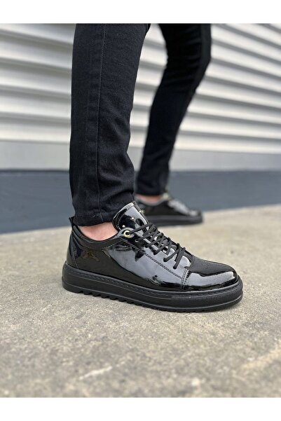 Lucy Shoes JY152 حذاء رياضي كلاسيكي للرجال مصنوع من الجلد اللامع برباط علوي R...