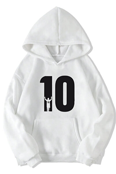 Rivox قميص رياضي أبيض للجنسين بغطاء رأس قصة فضفاضة تصميم مطبوع عليه LEO