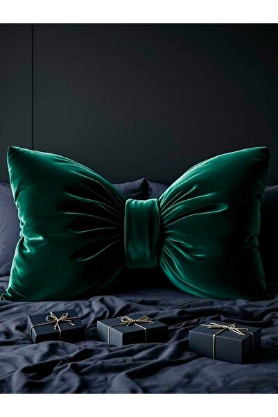 FARCY Pernă decorativă cu aspect de fundă de catifea, dimensiune mega, țesătu...