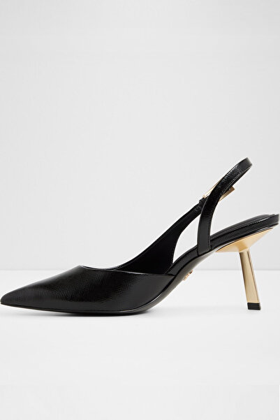 Aldo Jeanny - Women's Black Thin Heeled Buckle Open Back Shoes