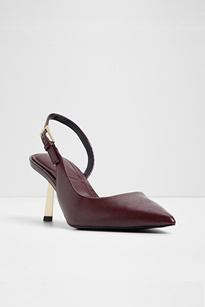 Aldo Jeanny - Women's Burgundy Thin Heeled Buckle Open Back Shoes