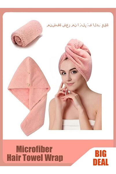 COOYA Microfiber Hair Towel Wrap for Women, Rapid Drying Towels for Hair with Button,(Pink)