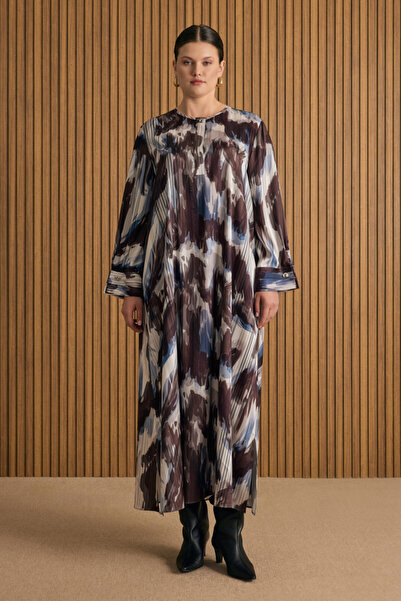 Aker Desenli Viscon Elbise